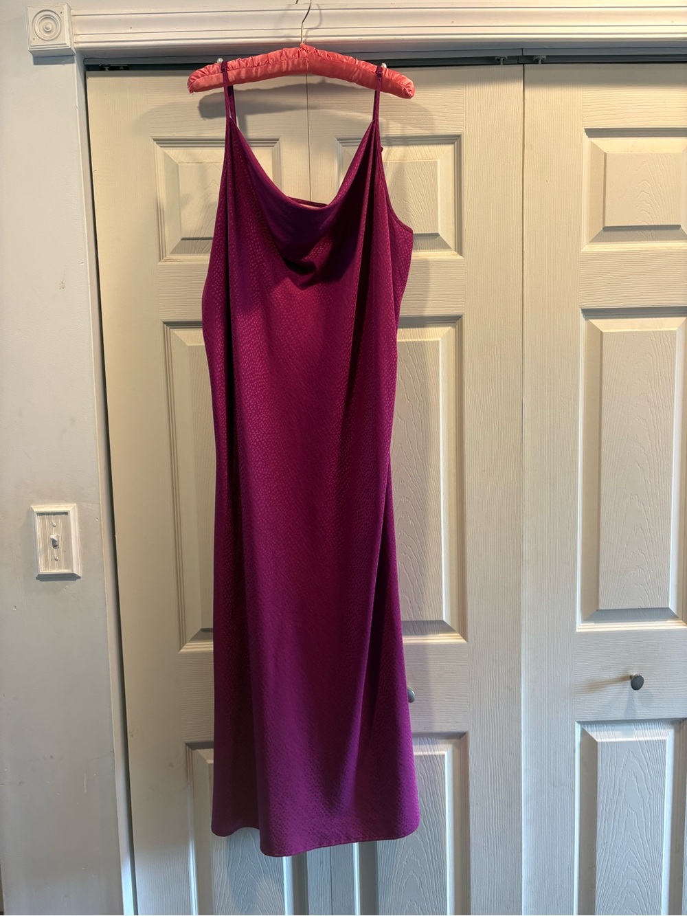 EVRI Magenta Cowl-Neck Midi Slip Dress